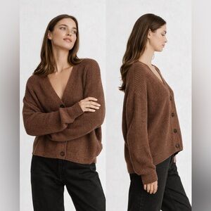 Jenni Kayne Cropped Cashmere Cocoon Cardigan Sweater Brown Size XXS